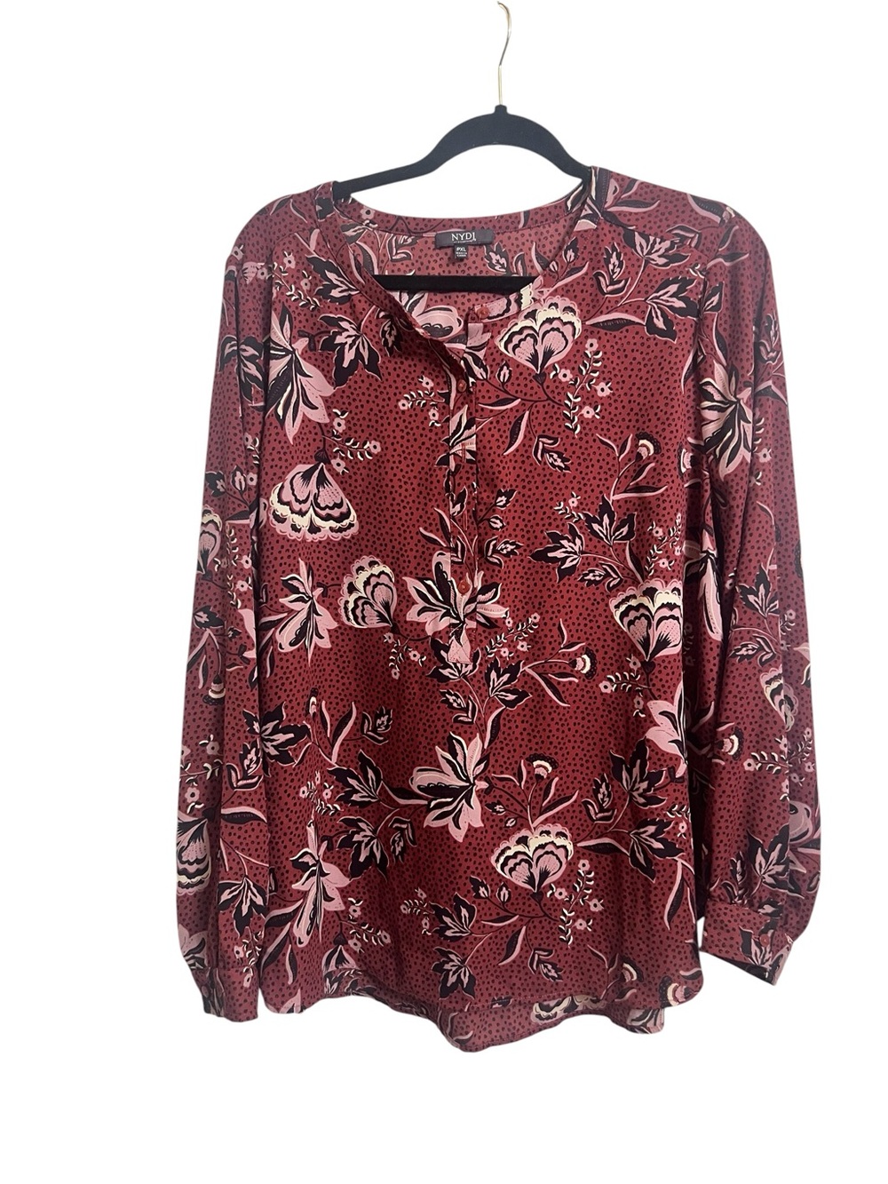 NYDJ Burgundy Floral Blouse
